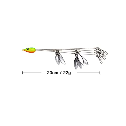 Hchinn Alabama Rig Soft Fishing Lure Bait Jig Head 32 Pcs Set With A Storeage Case 5 Arms Umbrella A-Rig With 8 Blades For Spot Bass Striper Trout Perch Freshwater/Saltwater Boat Trolling And More #TOP1