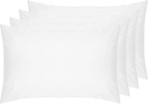 DTEX HOMES Pillow Cases 4 pack 800 Thread Count 100% Egyptian Cotton Hotel Quality Soft Sateen white pillowcases 4 pack -4 x Housewife Pillow Cases (50 x 75cm)