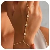 14K Gold Plated Hand Chain Bracelet for Women Trendy, Stackable G...