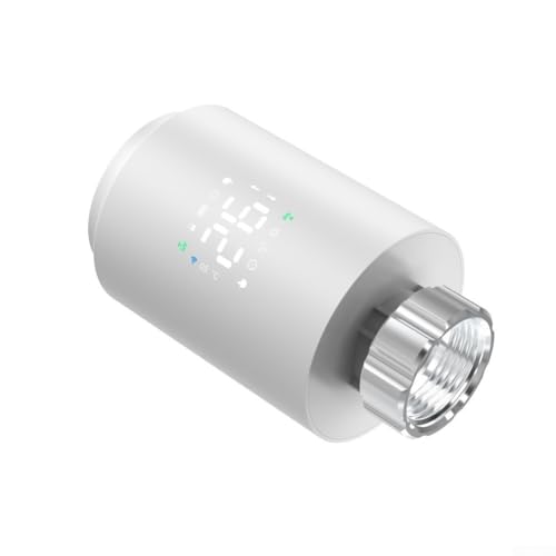 Honseadek Heizkörperventil für TuyaSmart und Hubs – programmierbare Thermostat-Heizungssteuerung, 5+2-Tage-Planung, 5°C-45°C-Einstellung, Kindersicherung, Weiß oder Schwarz (Weiß)