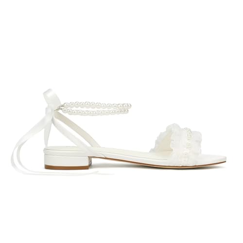 Pearl Wedding Flats for Bride Open Toe Bridal Sandals Flat Wedding Shoes for Bride4