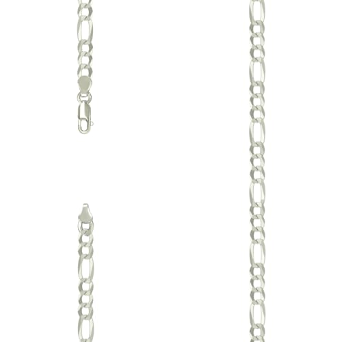 Chaîne Figaro super plate argent 925 maille 5,6 mm collier mixte de 41 cm
