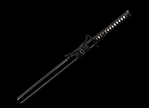 Lyuesword Handmade Full Tang Sharp Samurai Sword Katana Black Replica of Enter The Ninja Sword Real Battle Ready Ninjato (Black)