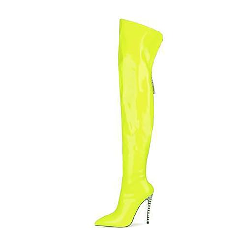 Image of Thigh high boots for women striped Back zipper Burgundy Zebra Print Over the knee Sexy gold white pointed toe Cow Print leopard Magenta stiletto heel