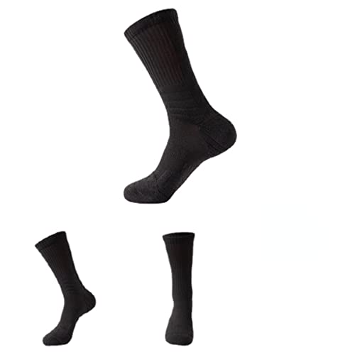 Men's Socks Trendy Contrast Color Long Tube Basketball Socks Towel Bottom Sweat-Absorbent Breathable Professional Sports Socks (Children's 32-37 average size,Pure black)