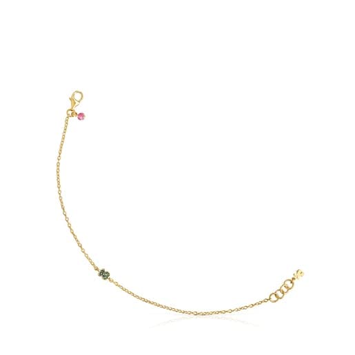 TOUS Pulsera con baño de oro 18 kt sobre plata y oso de cromodiópsidos TOUS New Motif