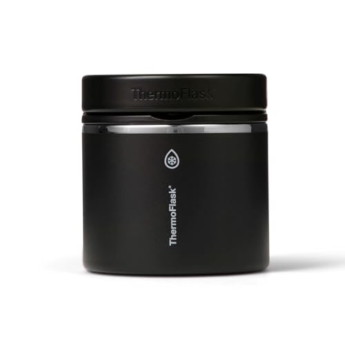 Image of ThermoFlask Insulated Food Jar with Leakproof Lid (20 oz, Black) - Stainless Steel Food Containers for Hot & Cold Meals, Lunch, Soup & Snacks