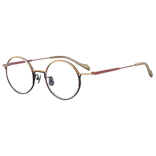 Genérico Gafas de Lectura Redondas Vintage para Mujeres y Hombres Elegantes cómodas y antirreflejos para Ordenador,Rojo,+2.25