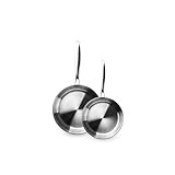 IBILI - Set de 2 Sartenes 20 y 24 cms, tricapa triply Natural, Acero inoxidable, Apto para induccion, sin antiadherente, Juego de 2 sartenes