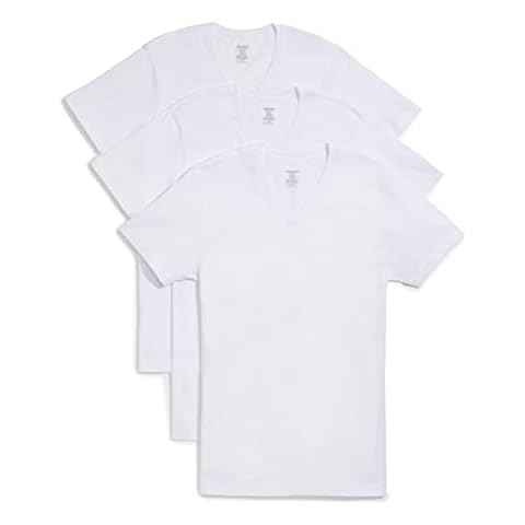 2(X)IST mens Essential Cotton V-neck T-shirt 3-pack Base Layer Top, White Natural, Large US Cover