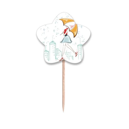 Parapluie pluie lady city cure-dents drapeaux cupcakes étoiles - 2