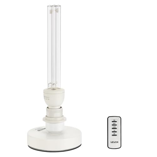 Image of VEVOR Clean Light, 25W Lamp with Ozone, Portable Lamp with Remote Control, Clean Light Bulb with Base and 30 /60 /120 Min 3-Gear Timer, for 400 sqft Living Room, Bedroom, and Hotel