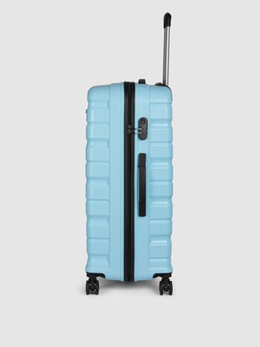 Image of Teakwood Unisex Trolley Bag for Travel, Hard Cabin Trolley Suitcase Bag, Numver Lock System 360 Degree 8 Rotating Wheels | Set of 3 (55, 65, 76 CM, Sky Blue)