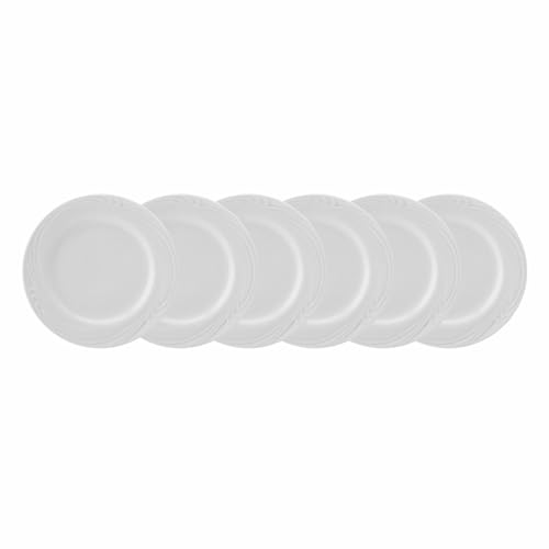 Estojo com 6 pratos sobremesa - Redondo waves, Branca - Schmidt