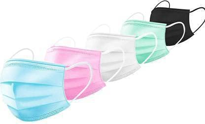 RockJon- Stylish surgical mask 3 layer comfortable fit on face Pollution face mask for men and women Hospitals disposable masks Multicolor Pack of- 50