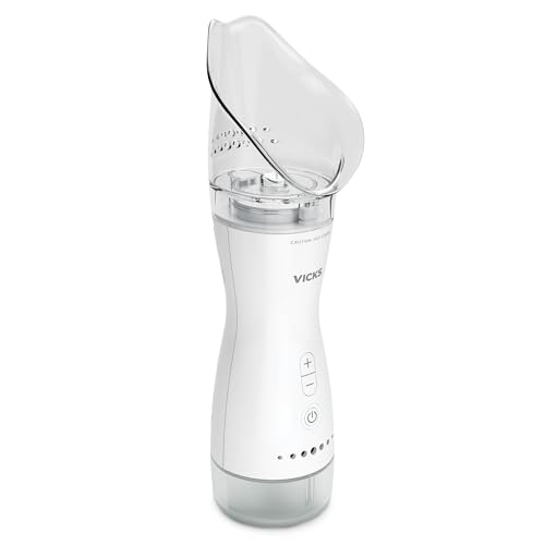 Vicks Portable Cordless Sinus Inhaler Handheld Steam Inhaler for Sinus Pressure & Allergy Relief, Non‑Medicated Steam, Rechargeable Battery, 5 Adjustable Settings, Compatible with Vicks VapoPads