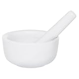 HIC Kitchen Mortar and Pestle Set, Fine Porcelain, 3.5-Inch, Spice Herb Grinder, Pill Crusher, Nut Butter Maker