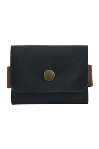 Single Snap Genuine Leather Minimal Card Holder, Male and Female Card Holder, Small Business Card Holder, Minimal Wallet, Gift Item (black)