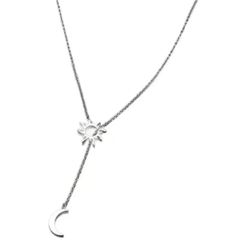 Collier pendentif soleil et lune, idée cadeau élégante pour femme raffinée