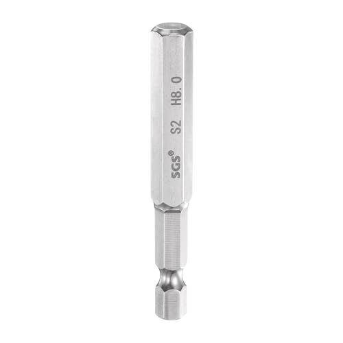 Image of sourcing map Flat Hex Head Screwdriver Bit 8mm (H8) Tip 1/4" Hex Shank 65mm (2.56") Long Magnetic Professional Grade S2 Steel Metric Hexagon Screw Driver Drill Bits Power Wrench