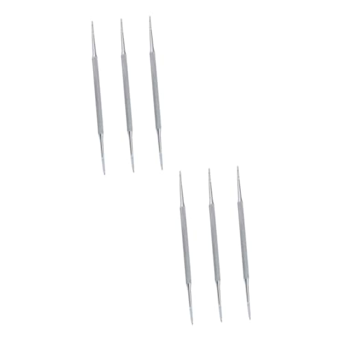 IWOWHERO 2sets Stainless Steel Nail Pusher Tool Ingrown Nail Removal Kit Double-sided Cuticle Spoon for Home Salon 3pcs*2