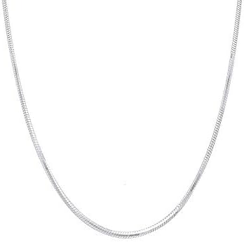 Sterling Silver 2MM, 2.5MM, 3MM, 4MM, 5MM Solid Round Snake Chain Necklace- Flexible Snake Chain Necklace, Round 925 Sterling Silver Necklace,Made In Italy, Men and Women Jewelry Accesorries Gadgets