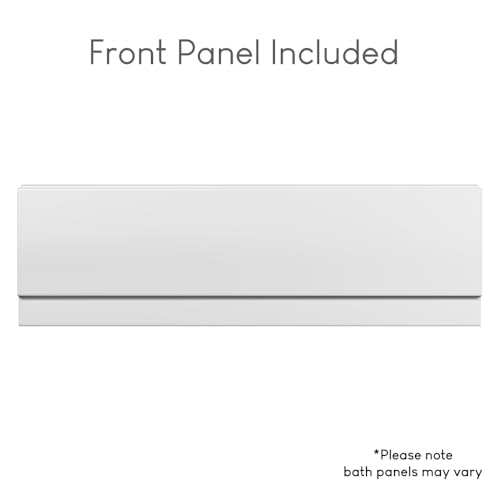 1800 x 800mm Single Ended Straight Bath White Gloss Soaking Bathttub, Acrylic Baths for Bathrooms, Straight Square, Adjustable Feet, Side Panel Included