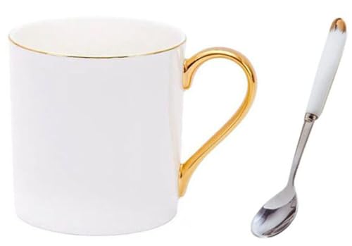 YBK Tech Bone China Porcelain Tea Cup, 12oz Coffee Mug for Home Kitchen Office - Pure White