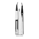 Denash Pinzette Inclinate per Fotocamera a LED, Pinzette per Sopracciglia con Luce e Ingrandimento 10X, Illuminate per Depilazione con Fotocamera per una Toelettatura Precisa (WHITE)