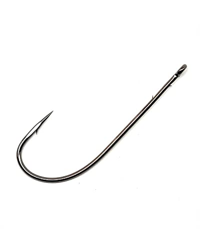 Gamakatsu 01414 High Carbon Steel Worm Hook with Barbed Shank, Silver Finish