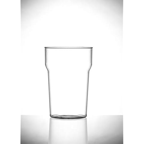 Virtually Glass Set of Unbreakable Reusable Polycarbonate Plastic Tulip Shaped One Pint (570ml) Stacking Beer Glasses (4) Cover