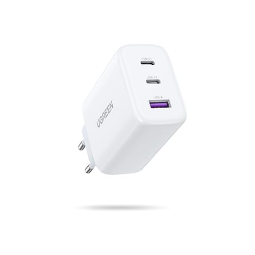 UGREEN 65W Chargeur USB C Rapide 3 Ports Compatible avec iPhone 15 Plus Pro Max 14 13 12 11 X Galaxy S24 Ultra Plus S23 Pixel 8 Pro 7a 6a MacBook Pro Air M3 M2 M1 iPad Pro Air Steam Deck (Blanc)