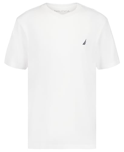 Image of Nautica Boys' Short Sleeve Solid V-Neck T-Shirt, Soft, Comfortable, Relaxed Fit