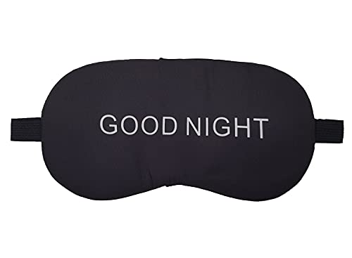 Image of Eye Mask for Sleeping with Adjustable Strap Super Soft Sleeping Mask Blind Fold for Comfortable Sleep Travelling Sleep Mask Pad for women (GoodNightBlack-Gel)