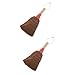minkissy Palm Fiber Broom 2pcs Duster Household Broom Dust Brush Broom Heavy Duty Broom Bamboo Hand Palm Broom Manual Broom Garden Hand Fork Desktop Dust Broom Brown Clean Wooden Pole