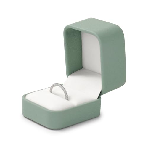 Oirlv PU Cuero Verde Oliva Caja Anillo Compromiso,Caja Anillo,Ring Box,Wedding Ring Box Para Boda,Propuesta,Matrimonio, Aniversario