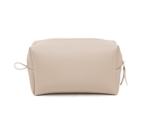 Makeup Bag for Women – Travel Cosmetic Organizer with Soft Vegan Leather – Bridesmaid Gift, Toiletry Pouch for Daily Use (Beige)2
