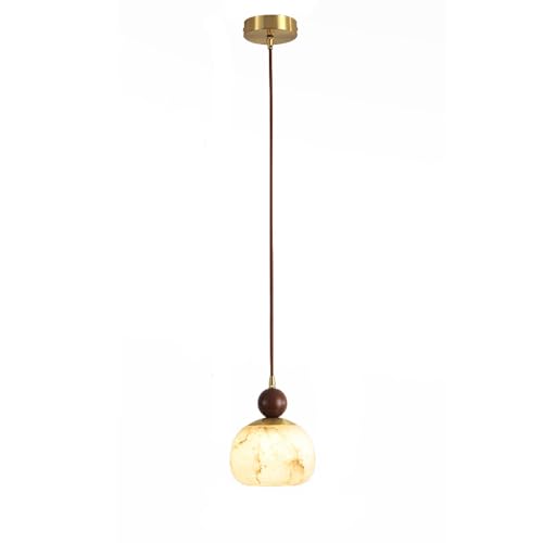 Lustre de chevet LED rétro en marbre et cuivre véritable de 15 cm