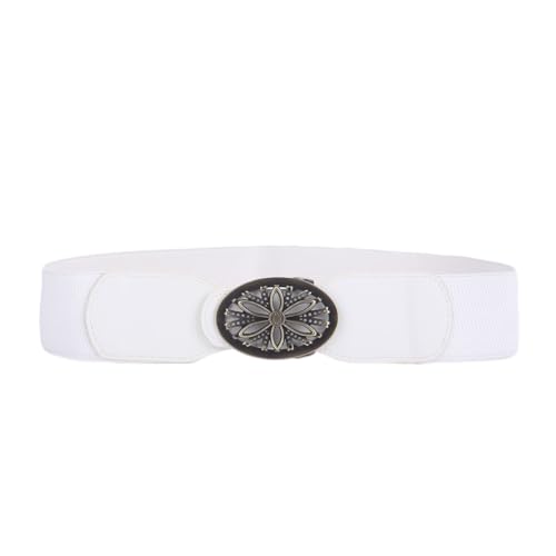 Women’s Waist Belts Elastic Stretch with Vintage Flower Buckle