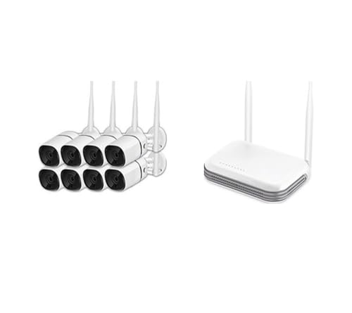 Sistemas de cámaras CCTV, CCTV inalámbrico 8CH NVR 3MP HD cámara IP for Exteriores detección IR visión Nocturna Kit de cámara de vigilancia(None,8CH NVR with 8 Cams)
