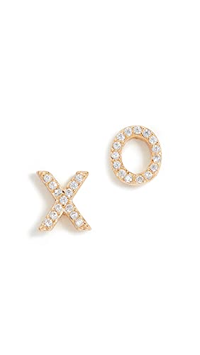 SHASHI Women s XO Pave Studs, Gold Clear, One Size