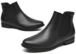 VJH confort Women's Slip on Ankle Boot, Western Almond Round Toe Low Heel Elastic Chelsea Bootie - Image 7