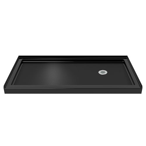 Image of DreamLine SlimLine 30 in. D x 60 in. W x 2 3 /4 in. H Right Drain Single Threshold Shower Base in Black, DLT-1130602-88