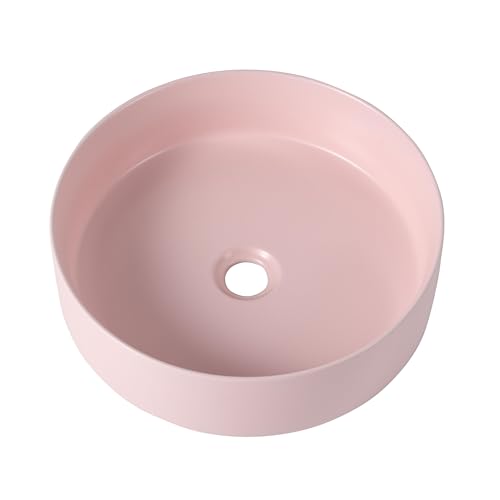 15.7" Round ceramic Vessel Sink Bathroom Above Counter Art Basin