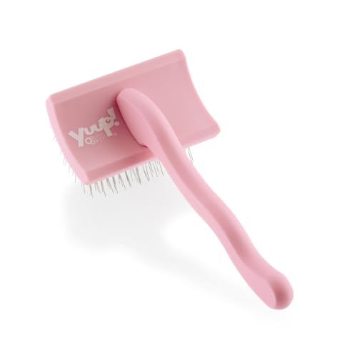 YUUP! - PINKBRUSH MINI Cardatore professionale a denti lunghi e ad alta densità, Spazzola per cani e gatti, accessori per toelettatura cane e gatto