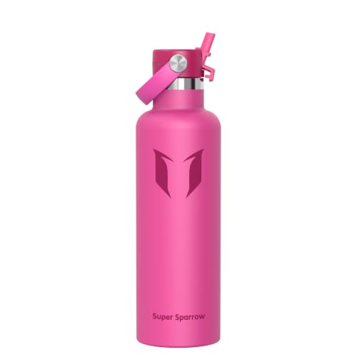 Sparrow Trinkflasche Edelstahl 1L FlipFlow Thermosflasche mit Strohhalm