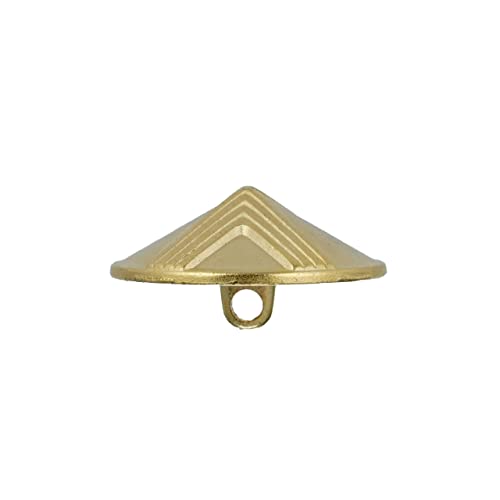 Mibo 6Pcs Zinc Die Cast Shank Button - Dome Shape With Triangular Stripes Pattern - 36L(22Mm) - Matte Gold #TOP3