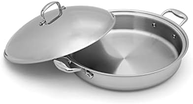 Heritage Steel 5 Quart Sauteuse Pan with Lid - Strengthened 316Ti Stainless Steel with 5-Ply Construction - Induction-Ready and Fully Clad, Made in USA