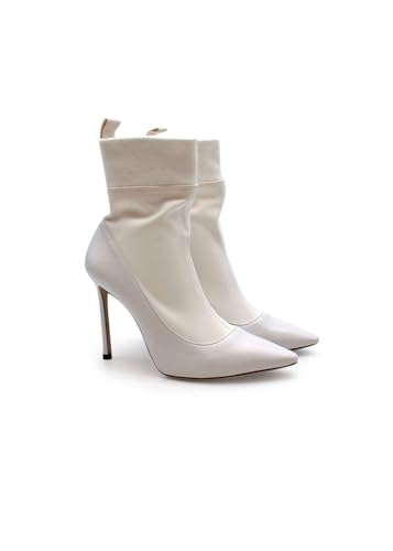 Brandon Botas Estilo calcetín de Cuero Blanco de Segunda Mano