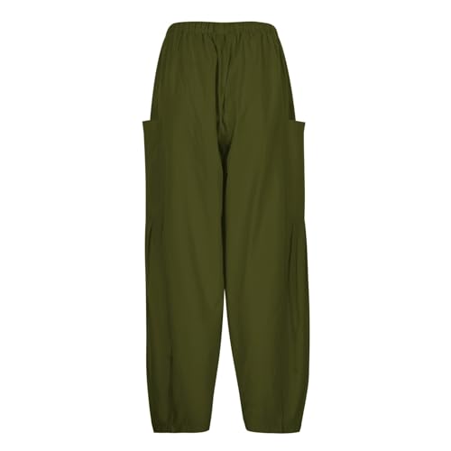 Lastesso Women's Pants Casual Wide Leg Baggy Trousers with Pockets Comfy Cotton Drawstring Travel Vacation Lounge Capris2